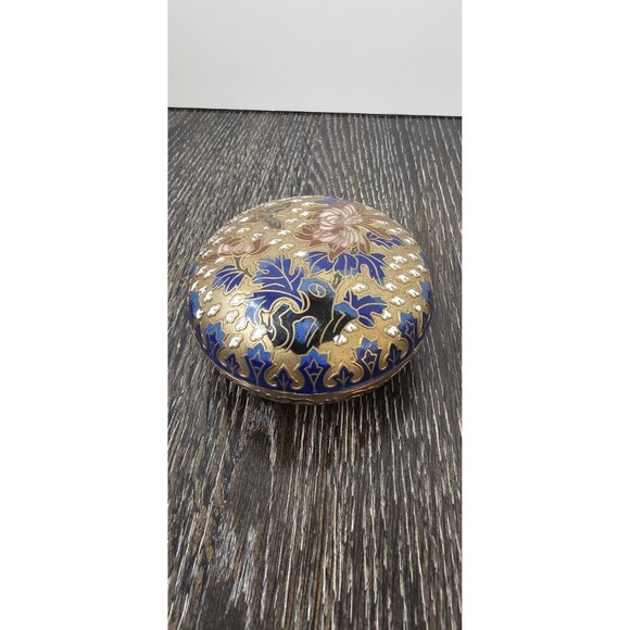 Vintage Round Cloisonne Enamel Trinket Box - Picture 8 of 8